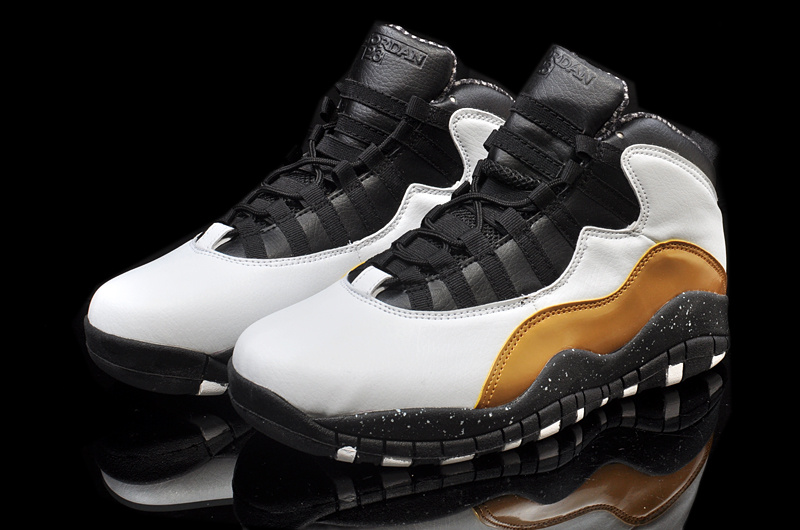 Air Jordan 10 Mens Shoes Black/White/Golden Online
